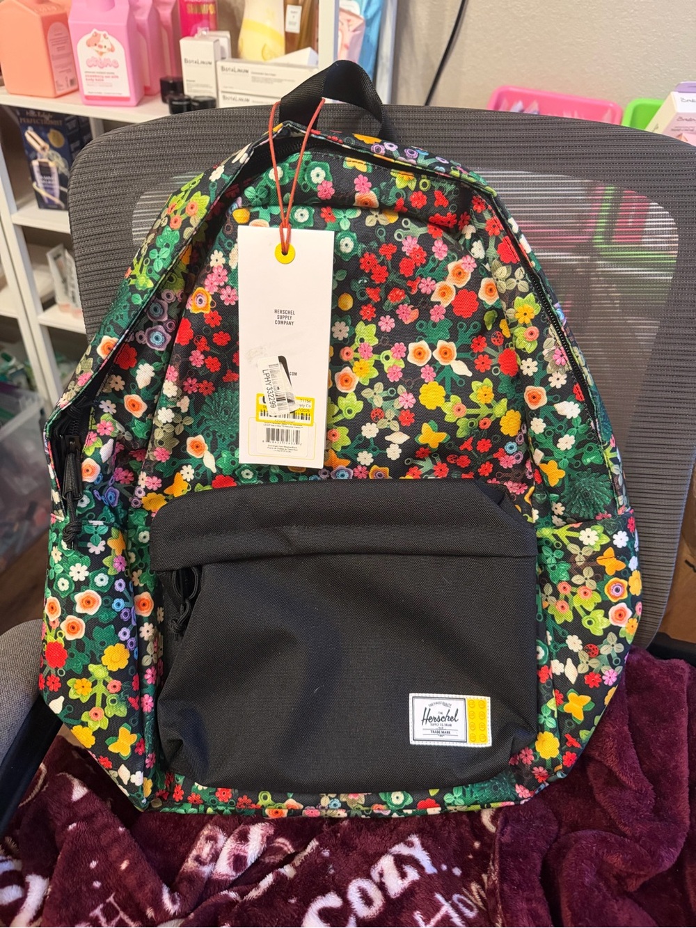 Herschel Supply Company Black Front Pocket Floral Backpack